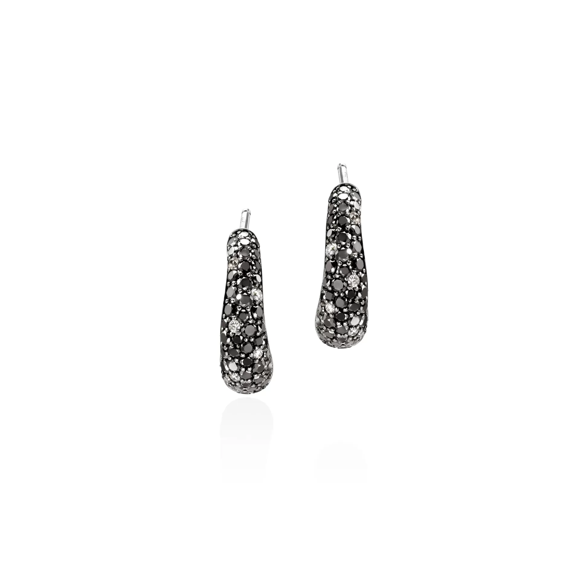 Outlet John Hardy Surf Hoop Earring, Sterling Silver, Black Sand Diamond Pavé, 15.5MM